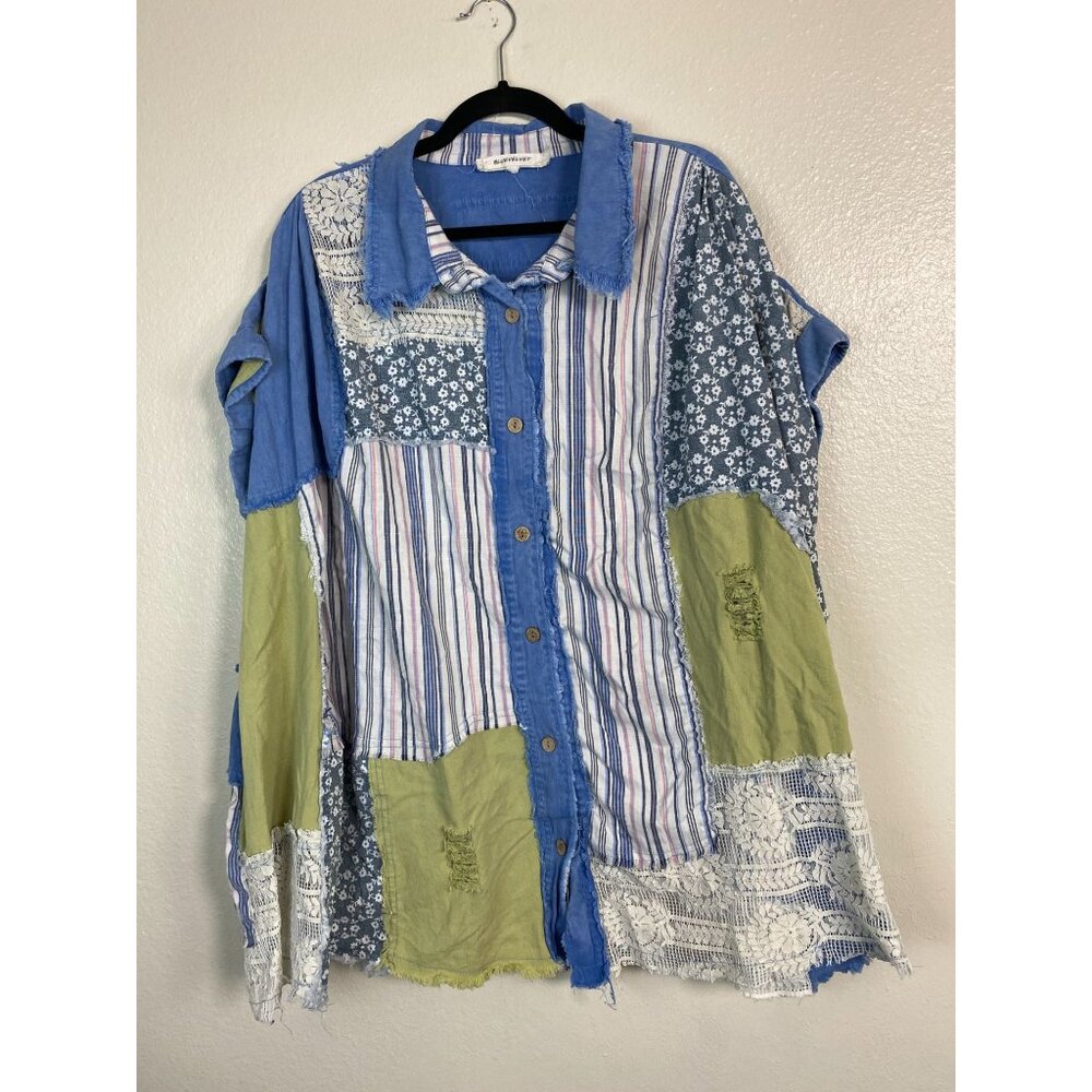 Bluevelvet Patchwork Poncho Top size M/ L Artsy Hippie Lagenlook Boho Peasant - Picture 3 of 16